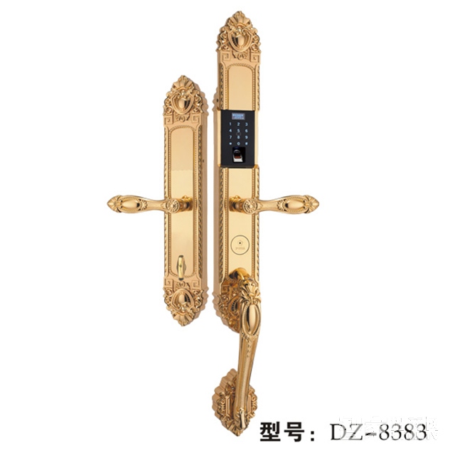 金盾系列指纹锁 密码锁 滑盖 亮金 不锈钢面板DZ-8383