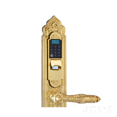 别墅大门专用指纹锁密码锁直板金色