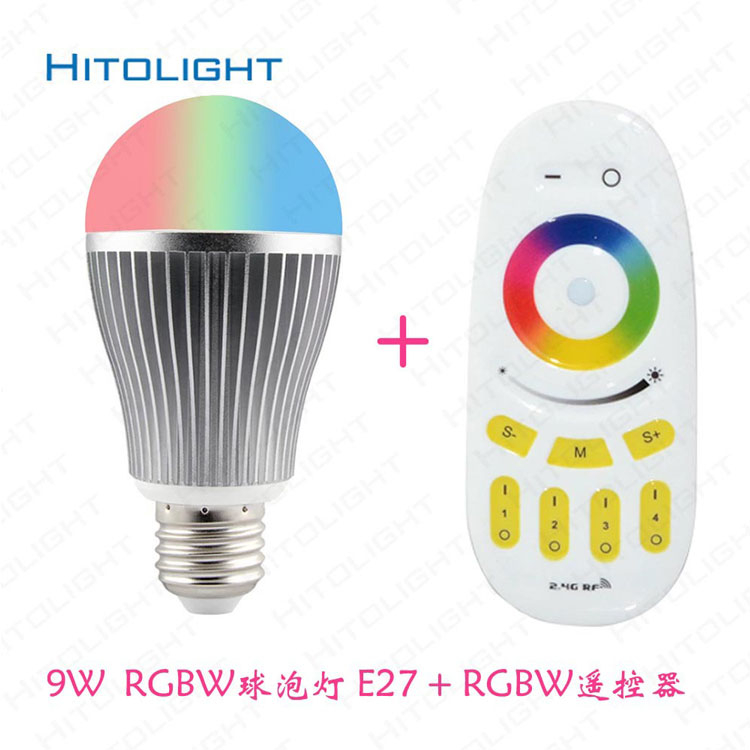 LED调光调色RGBW暖白球泡灯 2.4G遥控智能wifi灯泡Milight 9W RGBW