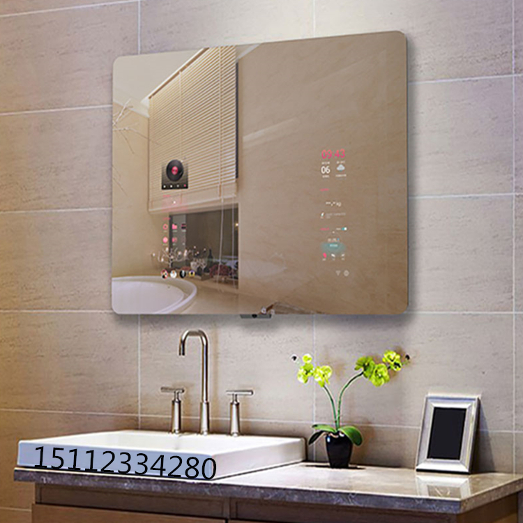 易创43寸镜面液晶屏智能家居镜面广告机互动浴室镜子显示屏 魔镜显示屏炫屏
