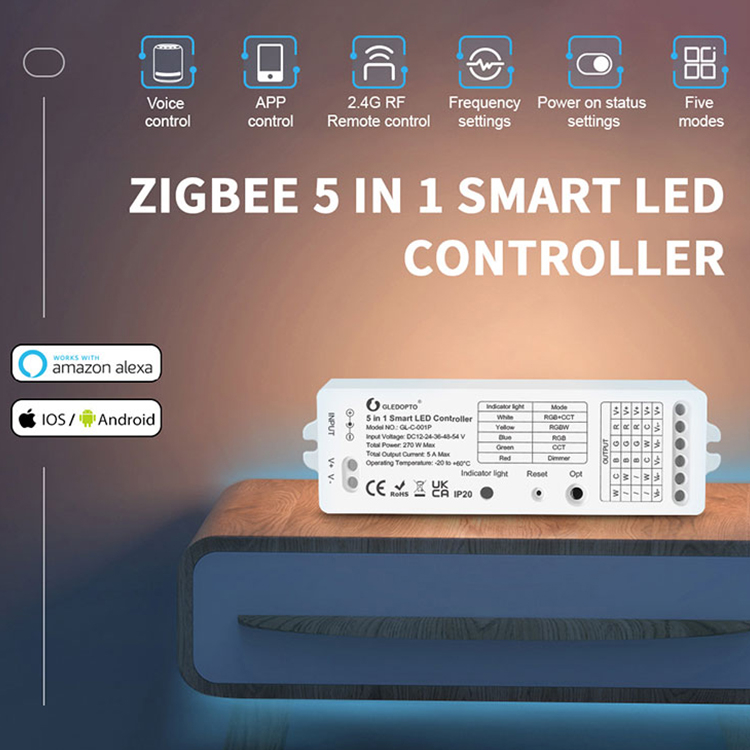 GLEDOPTO智能照明格乐徳五合一ZigBee3.0灯带控制器